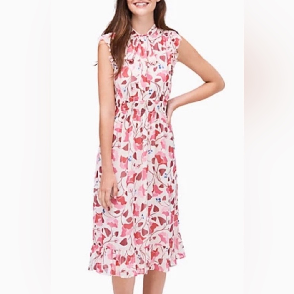 Kate Spade Nouveau Bloom Smocked Pink Dress Size XS